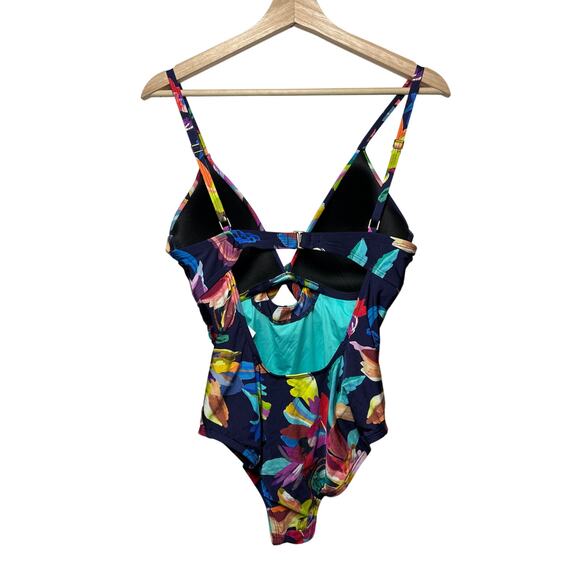 La Blanca By The Sea Peekaboo Swimsuit Multicolor Floral Keyhole Cutout Size 10 - Picture 7 of 13